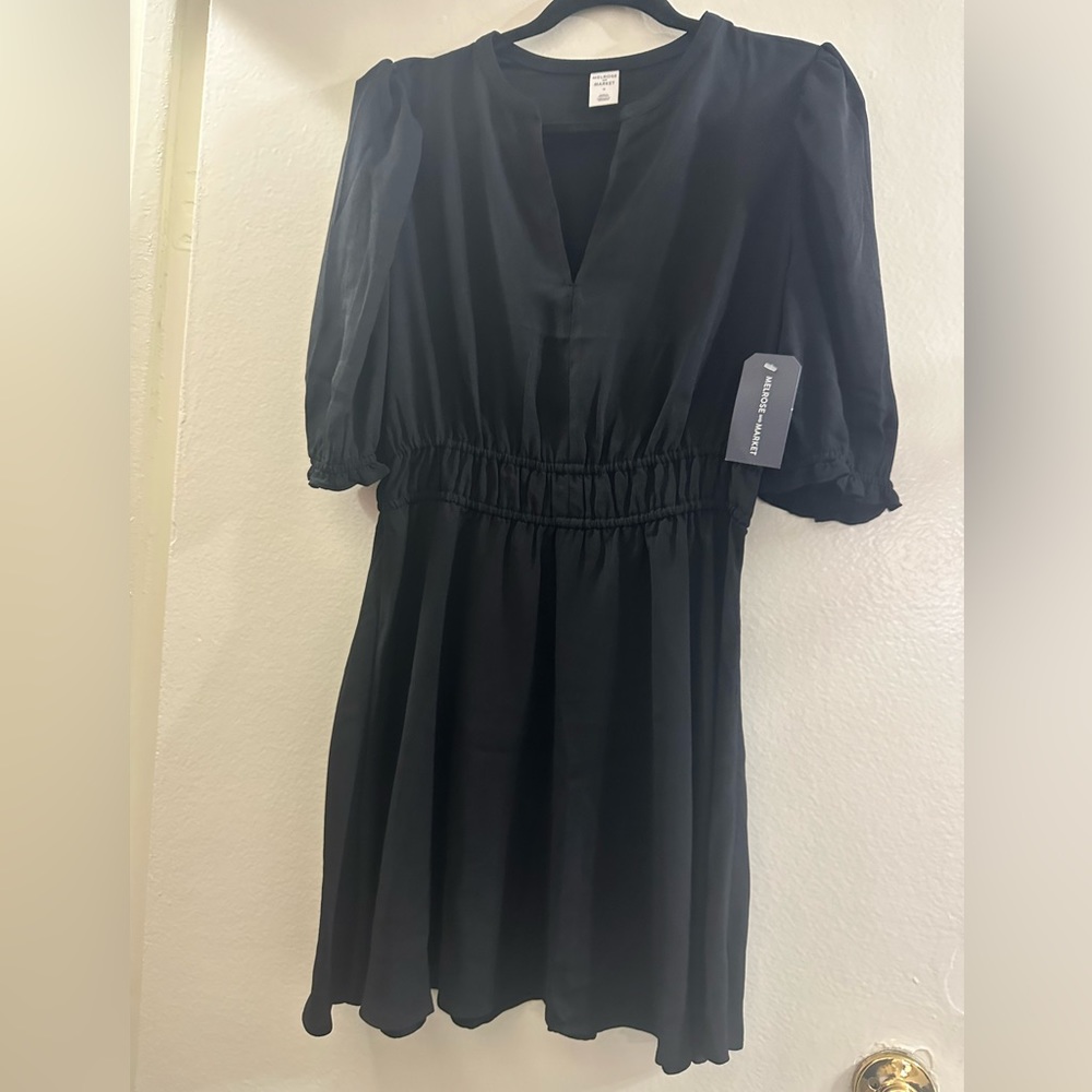 Melrose and Market Smocked Crepe Mini Dress